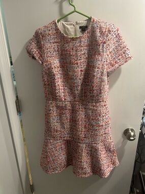 Ann Taylor Pink Multi Tweed Fit-and-Flare Dress